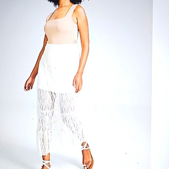 Macys And now This Dresses & Skirts - NWT And Now This (Macy's) Pull-on Tiered Lace Maxi Skirt XL Cream